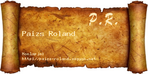 Paizs Roland névjegykártya