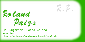 roland paizs business card
